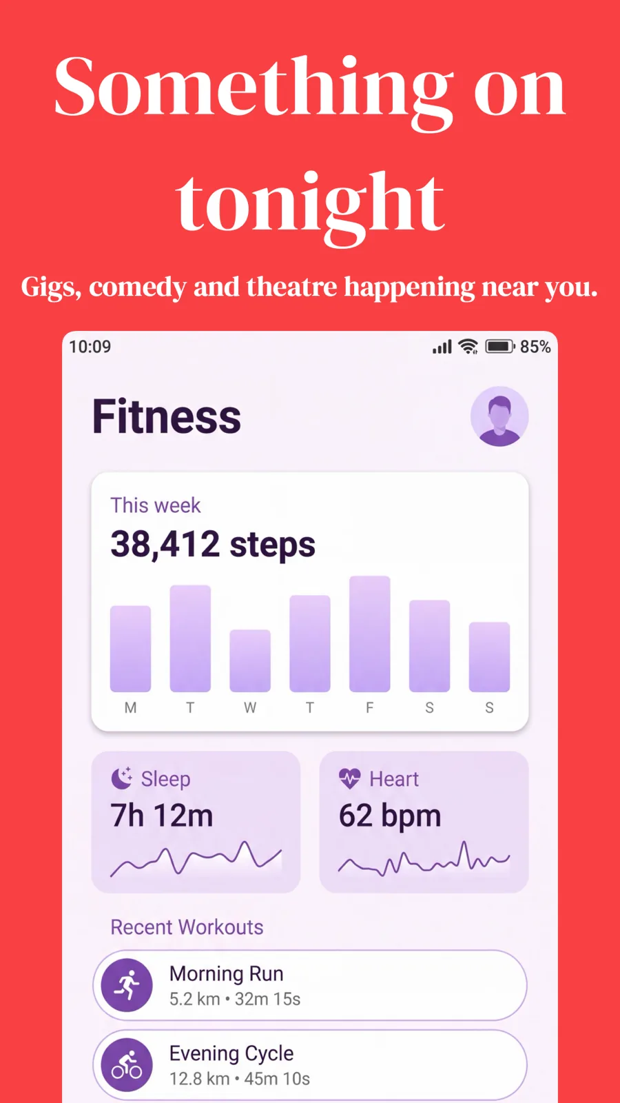 Colorful 模板在 Android Phone 上的效果,第 1 屏,共 3 屏。