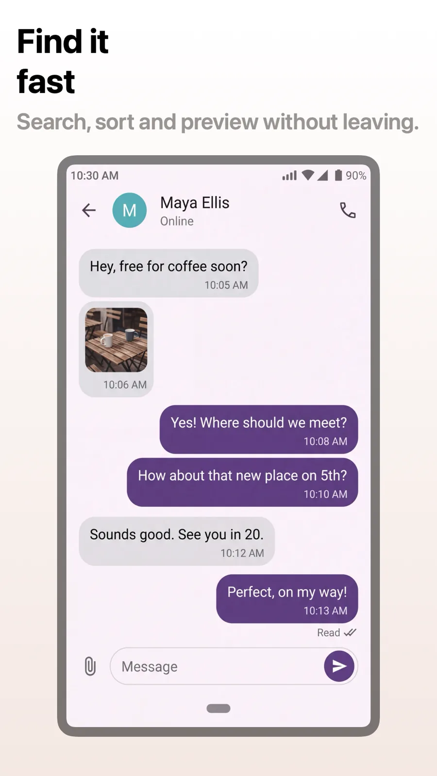 Interface 模板在 Android Phone 上的效果,第 3 屏,共 3 屏。