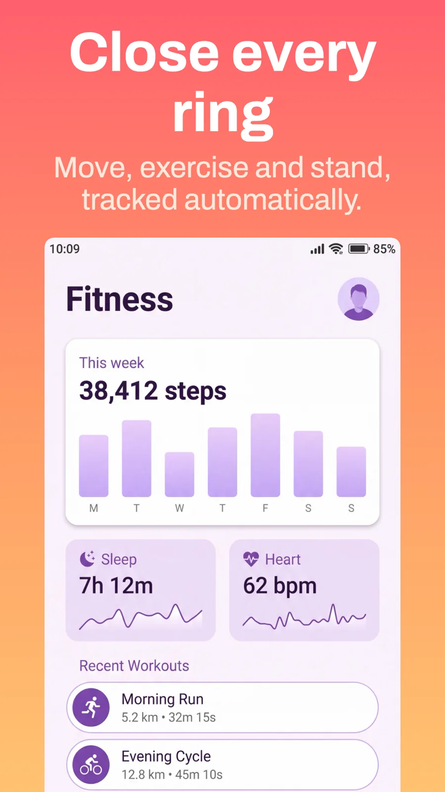 Pulse 模板在 Android Phone 上的效果,第 1 屏,共 3 屏。