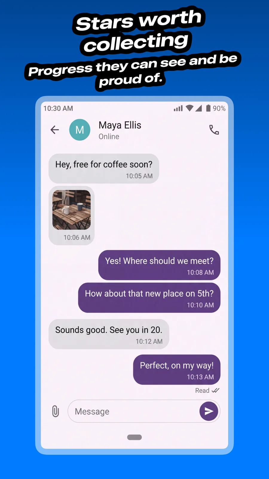 Sticker 模板在 Android Phone 上的效果,第 3 屏,共 3 屏。