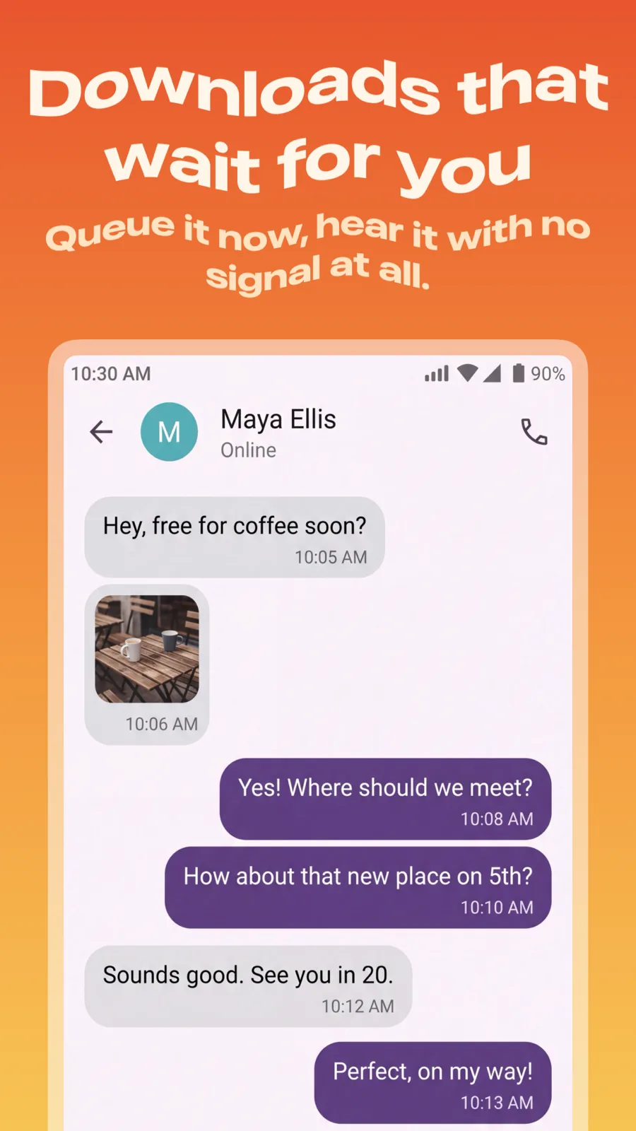 Wave 模板在 Android Phone 上的效果,第 3 屏,共 3 屏。