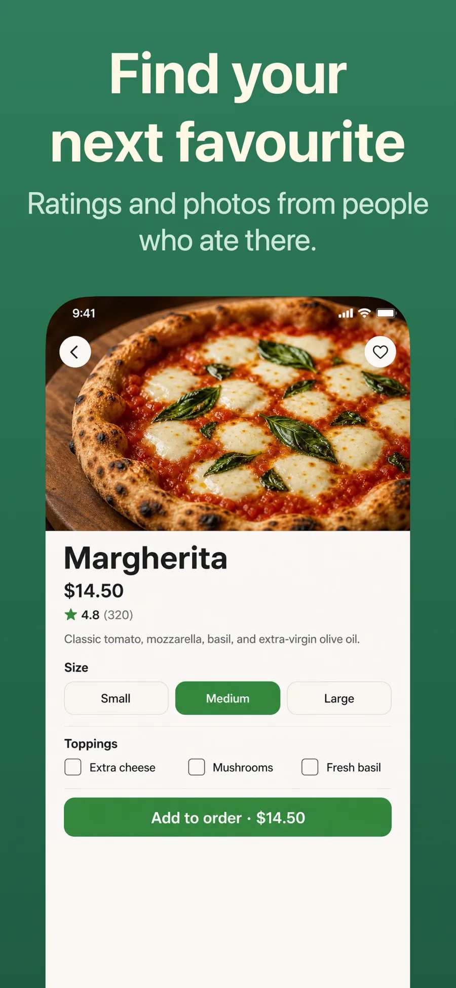 Appetite template, screen 2 of 3.