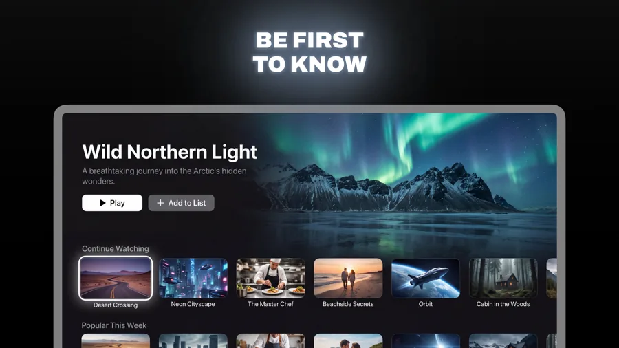 Beacon template on Apple TV, screen 1 of 3.