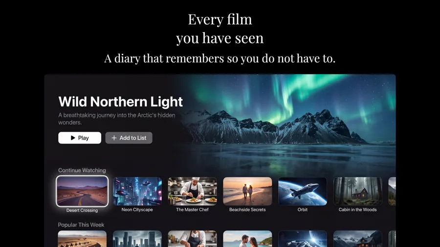 Cupertino Dark template on Apple TV, screen 1 of 3.
