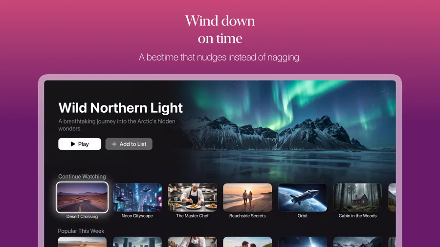 Gradient 模板在 Apple TV 上的效果,第 1 屏,共 3 屏。