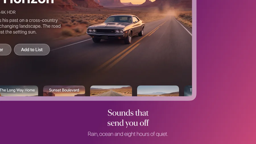 Gradient 模板在 Apple TV 上的效果,第 2 屏,共 3 屏。