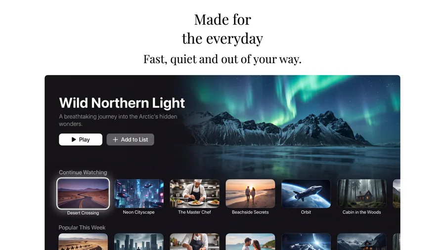 Think Different (Light) template on Apple TV, screen 1 of 3.
