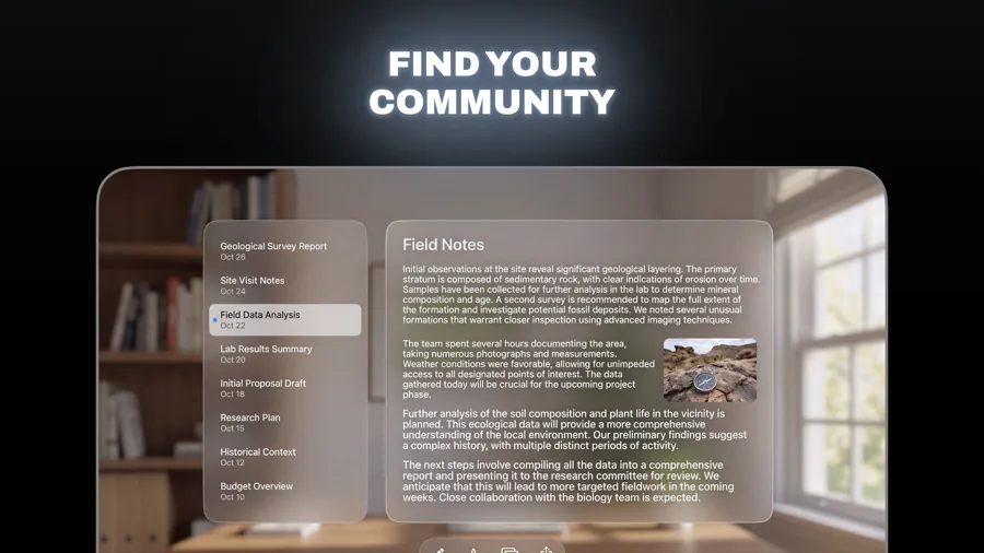Beacon template on Apple Vision Pro, screen 2 of 3.