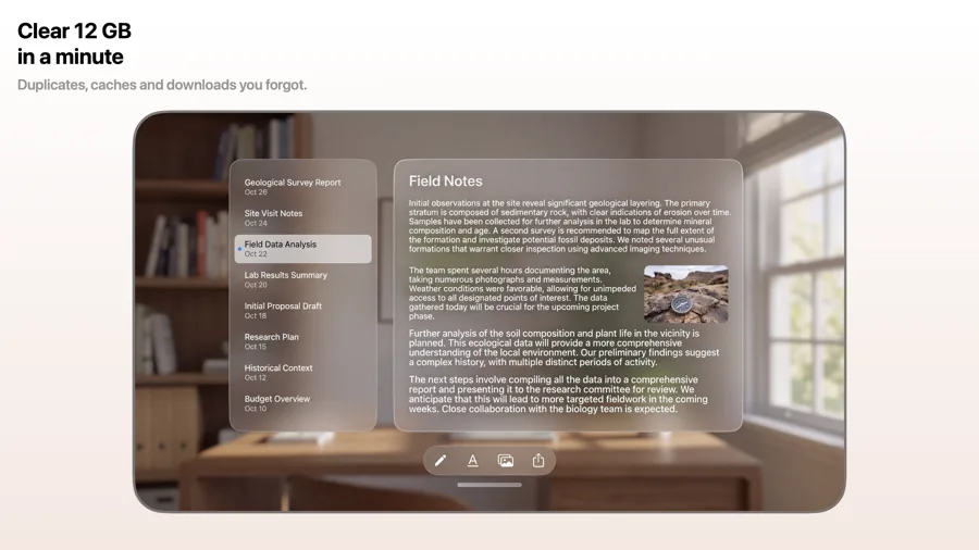 Interface 模板在 Apple Vision Pro 上的效果,第 2 屏,共 3 屏。