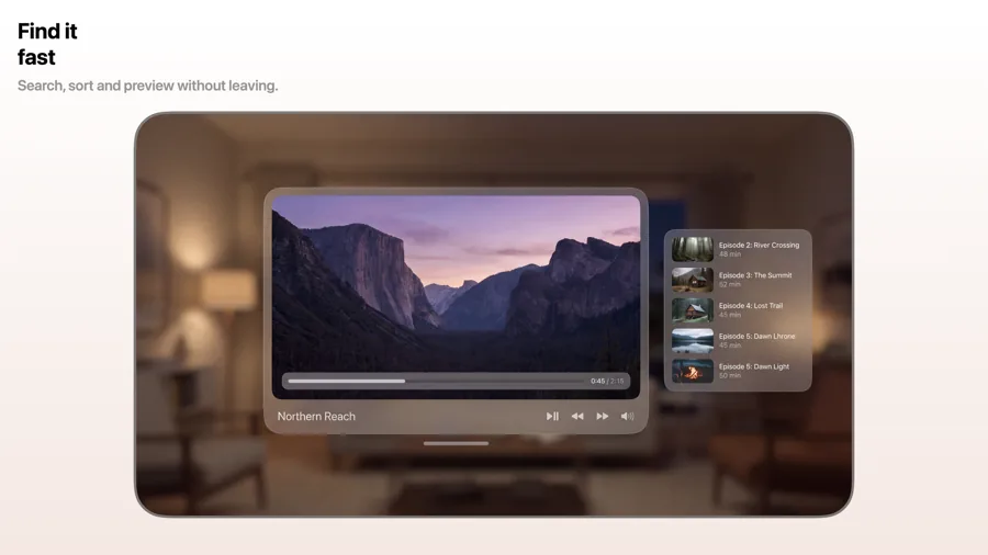 Interface 模板在 Apple Vision Pro 上的效果,第 3 屏,共 3 屏。