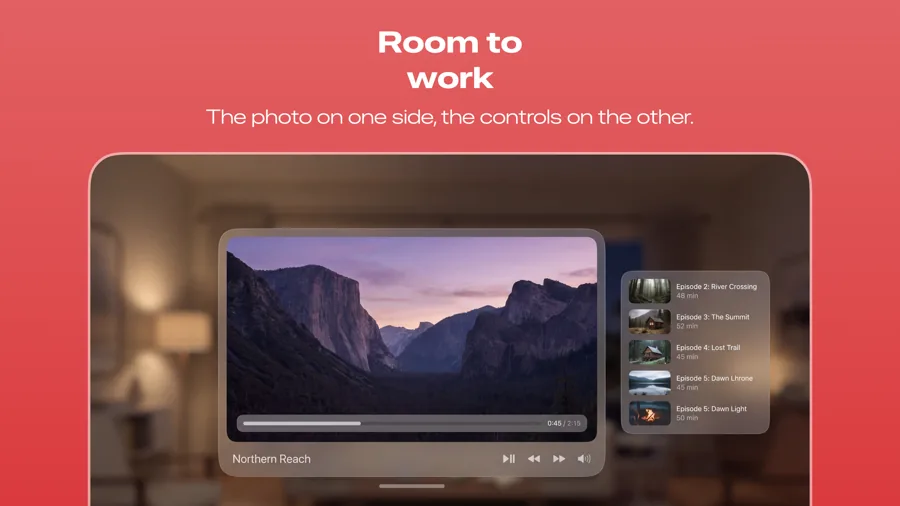 Landscape 模板在 Apple Vision Pro 上的效果,第 3 屏,共 3 屏。