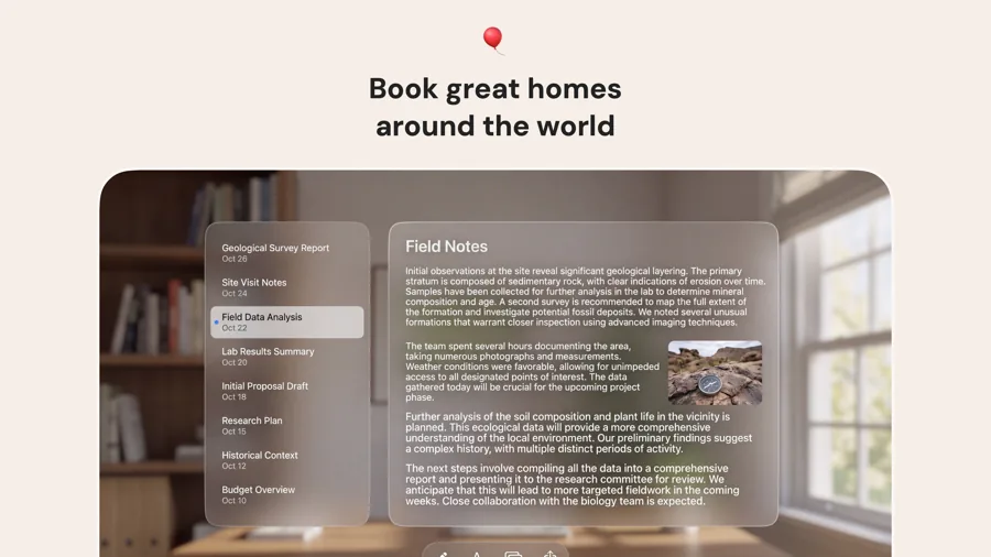 Linen template on Apple Vision Pro, screen 2 of 3.