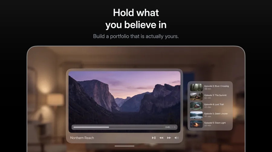 Midnight 模板在 Apple Vision Pro 上的效果,第 3 屏,共 3 屏。