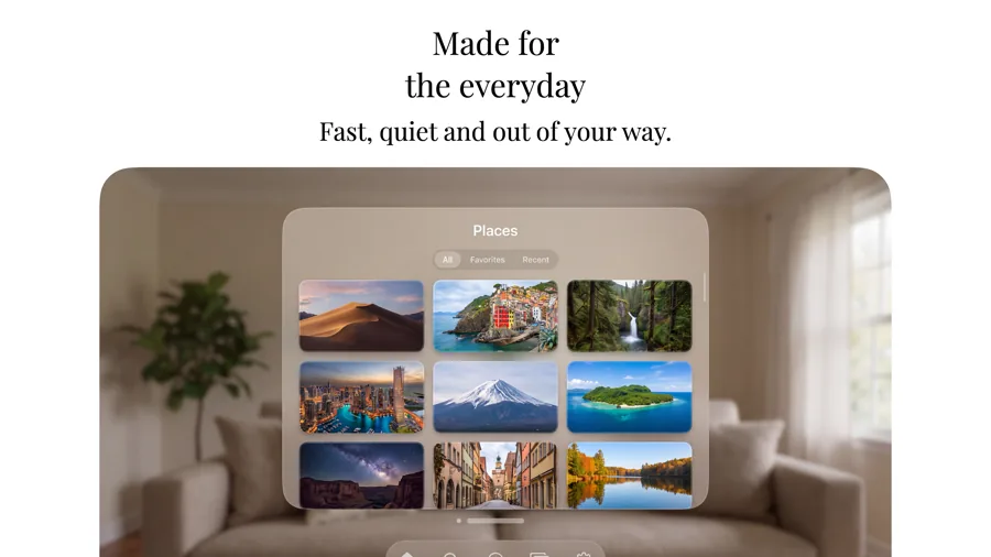 Think Different (Light) template on Apple Vision Pro, screen 1 of 3.