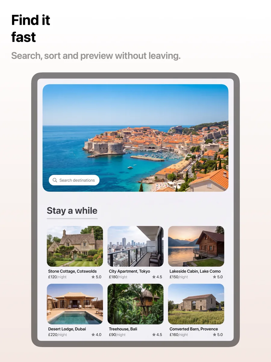 Interface 模板在 iPad 上的效果,第 3 屏,共 3 屏。