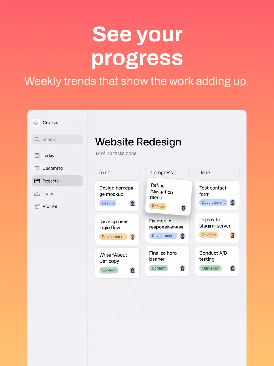 Pulse 模板在 iPad 上的效果,第 2 屏,共 3 屏。